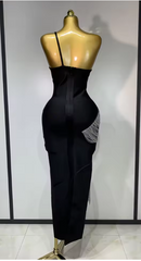 Cindy Sexy Slanted Collar Silver Tassel Bandage Dress