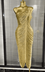 Fatima Sequin Tassel One Shoulder Bodycon Midi Dress