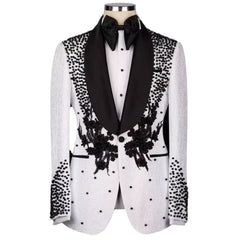 Elegant Sparkly Crystal Men Suits 2 Pieces Jacquard