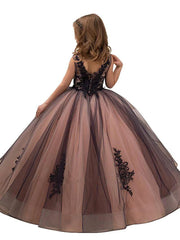 Black Lace Flower Girl Dress: Elegant Sleeveless V-Neck