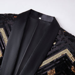 Black and Gold Sequin Men's Suit Jacket Pants | Luxury 2-Piece Party Set