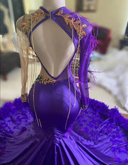 Elegant Purple Feathers Mermaid Prom Dress
