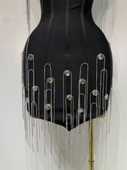 Camille Spaghetti Strap Bodycon Black Bandage Dress