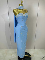 Carole Diamond Strapless Bandage Maxi Dress
