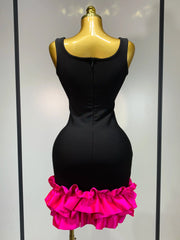 Dannie Spaghetti Strap Bodycon Black Ruffle Sleeveless Dress