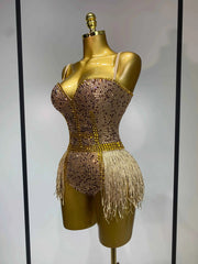 Frankie Rhinestone Fringe Bodysuit