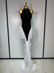 Camille Patchwork Sleeveless Ruched Bodycon Maxi Dress