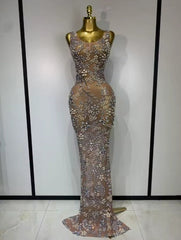Eniola Luxury Diamonds Mesh See Through Long Dress