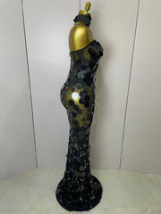 Alana Sparkly Pearl Sequin Backless Evening Dress