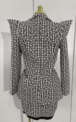 Gabriella Jacquard Long Sleeve Coat and Strapless Bodycon Bandage Mini Dress Set