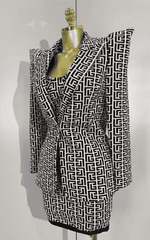 Gabriella Jacquard Long Sleeve Coat and Strapless Bodycon Bandage Mini Dress Set