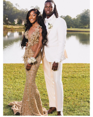Exquisite Gold Sequined Prom Dress