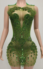 Angelique Crystal Beading See-Through Mini Birthday Dress - Ready to Ship