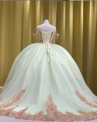 Enchanted Mint and Rose Gold Quinceañera Gown