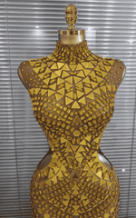 Eve Luxury Mirror Rhinestone Hollow Out Long Dress
