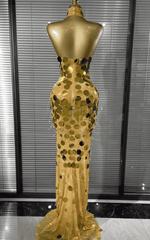 Elise Strapless Sequin Sheer Mesh Bodycon Mermaid Long Dress