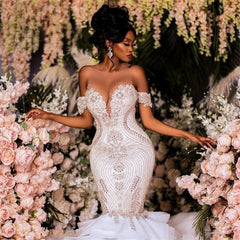 Exquisite Crystal Beading Sexy Mermaid Wedding Dress