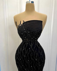 Elegant Long Sequin Black Evening Dress