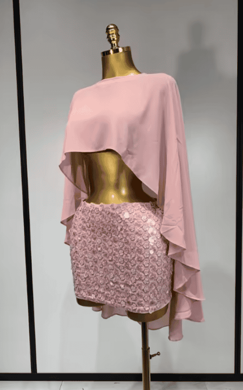 Carole Women Sexy Sparkly Sequin Flower Cloak Two Piece Set