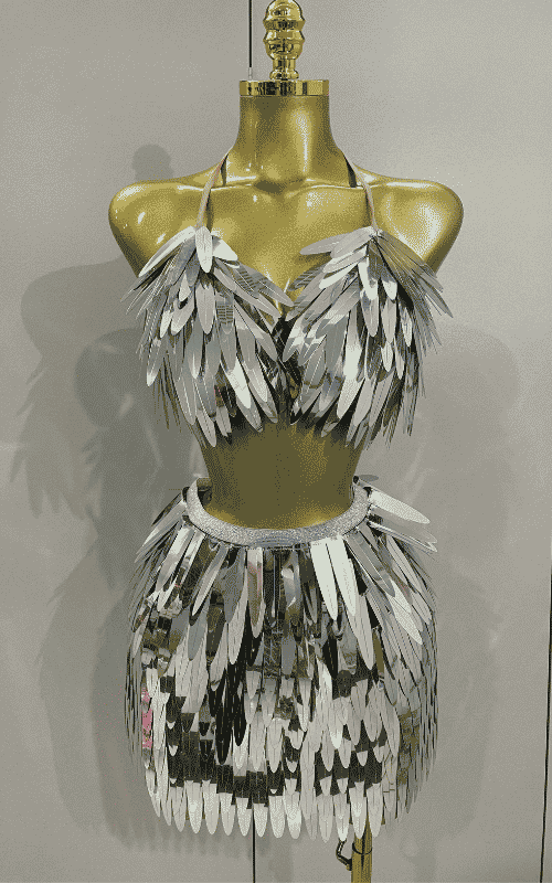 Abigail Shiny Mirror Two Piece Stage Costume Set