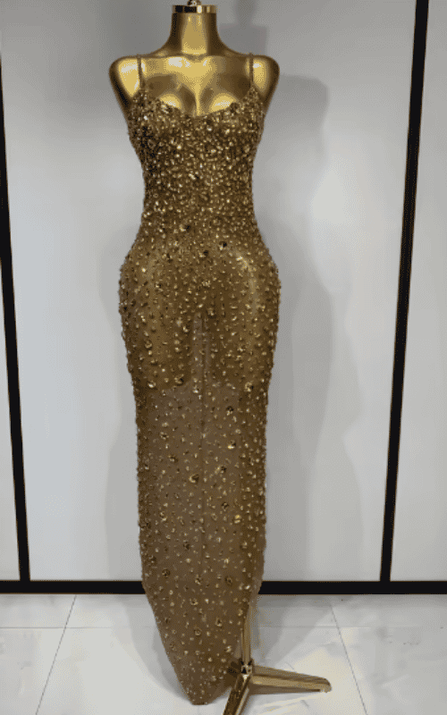 Elle Rhinestone Mesh See Through Bodycon Dress