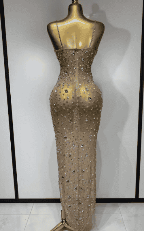 Elle Rhinestone Mesh See Through Bodycon Dress