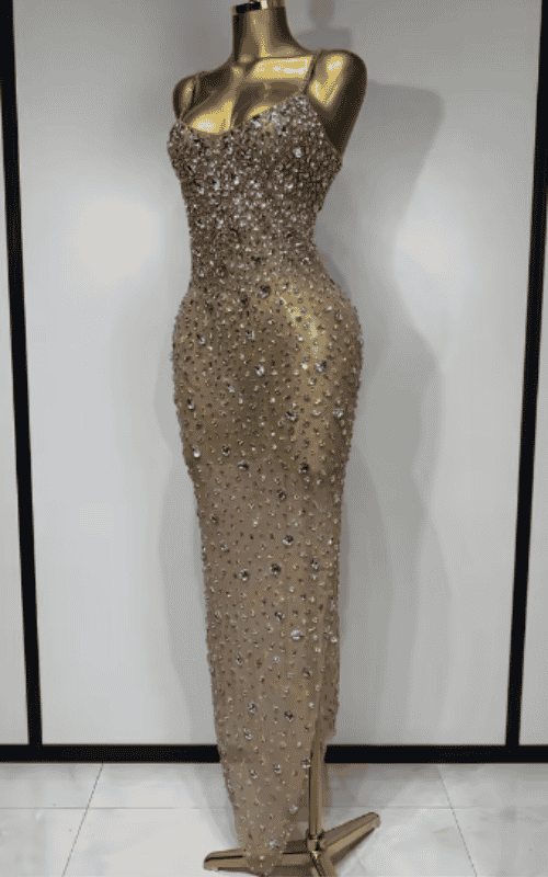 Elle Rhinestone Mesh See Through Bodycon Dress