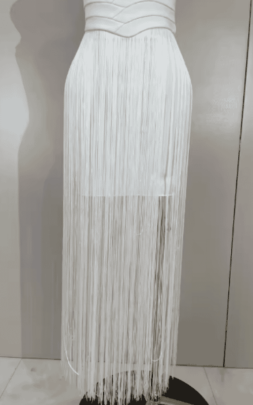 Catalina White Backless Tassel Bodycon Bandage Dress