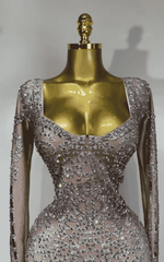 Eniko Shiny Silver Sequin Diamond Performance Jumpsuit
