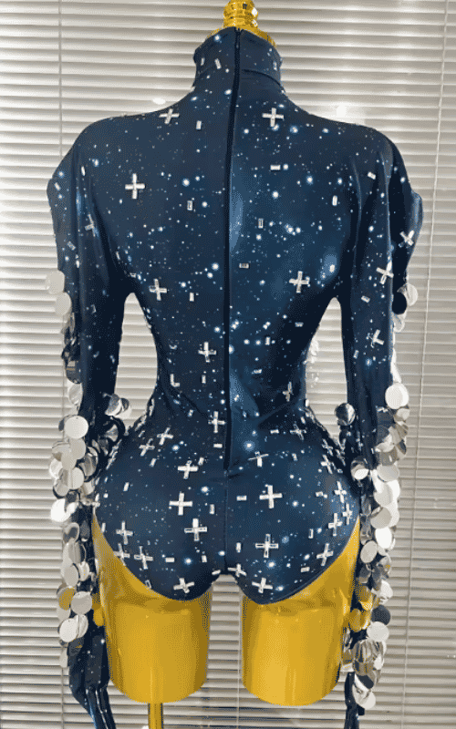 Brenda Sparkly Rhinestone Long Sleeve Stretch Bodycon Bodysuit