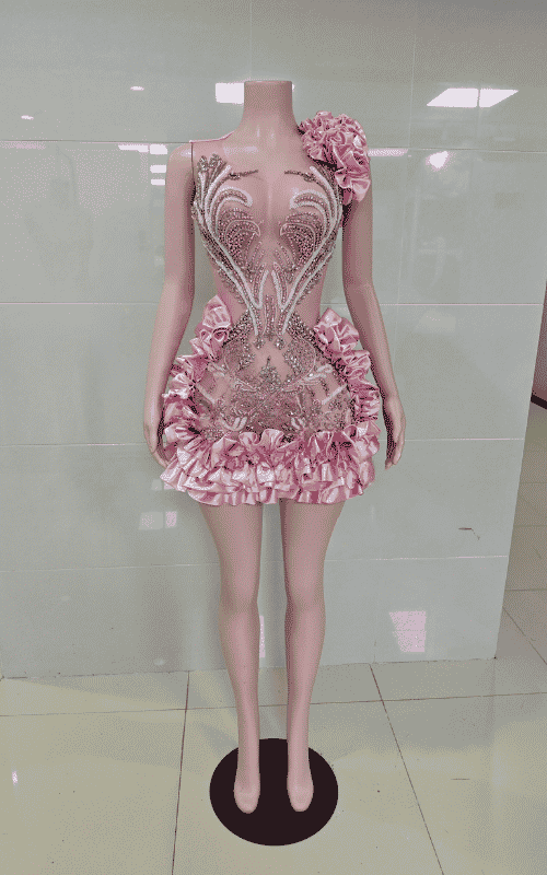 Cascading Ruffle Beaded Mini Cocktail Dress for Birthday Parties