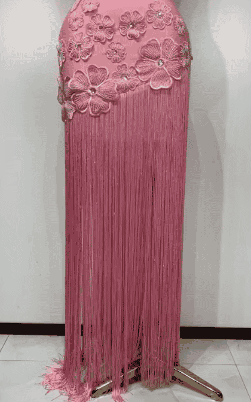 Carmelle Strapless Pink Flower Tassel Bodycon Bandage Dress