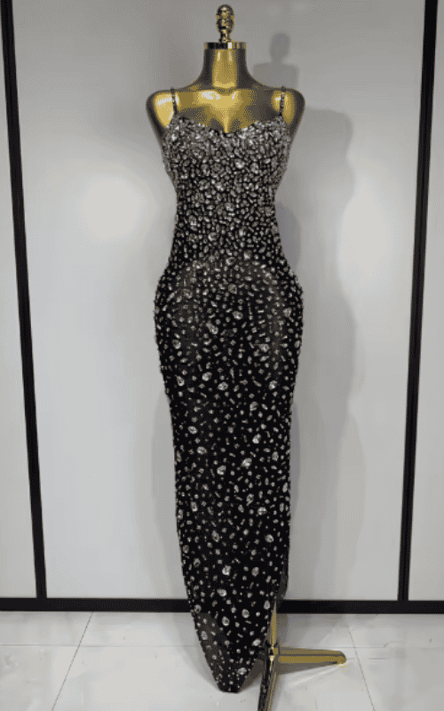 Elle Rhinestone Mesh See Through Bodycon Dress