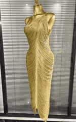 Fatima Sequin Tassel One Shoulder Bodycon Midi Dress