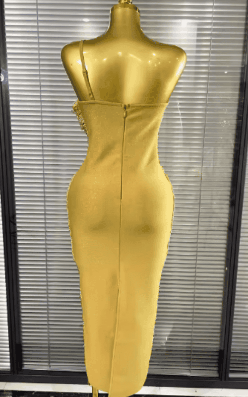 Fatima Sequin Tassel One Shoulder Bodycon Midi Dress