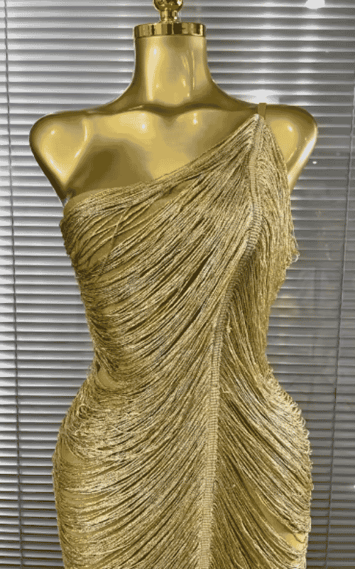 Fatima Sequin Tassel One Shoulder Bodycon Midi Dress