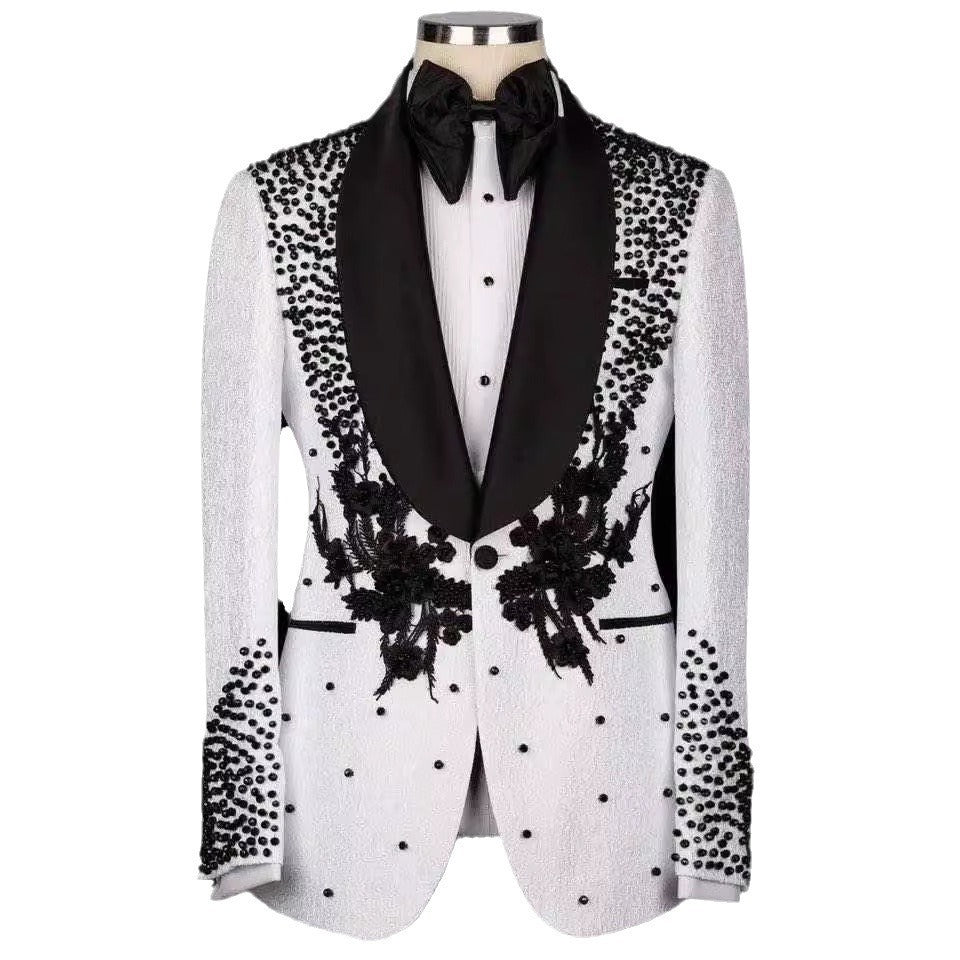 Elegant Sparkly Crystal Men Suits 2 Pieces Jacquard