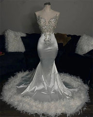 Elegant White Beaded Sweetheart Long Prom Dress