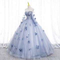 Blue Grey Quinceañera Dress