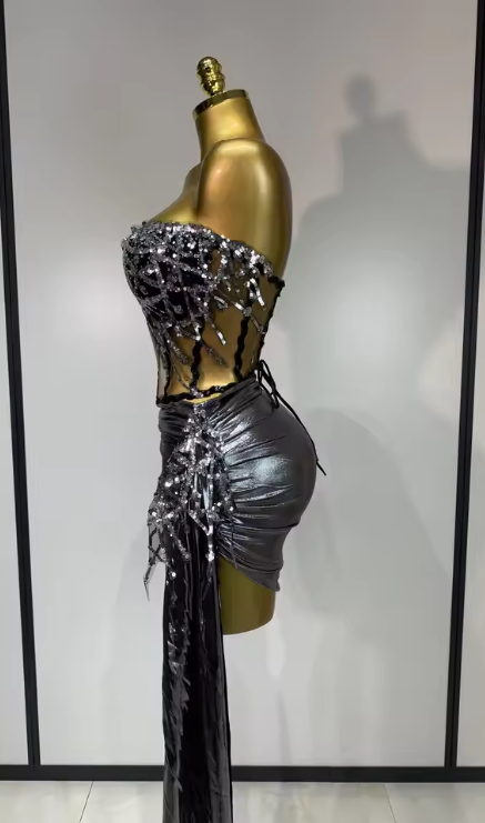 Amira Sparkly Sequins Two Piece Evening Party Set