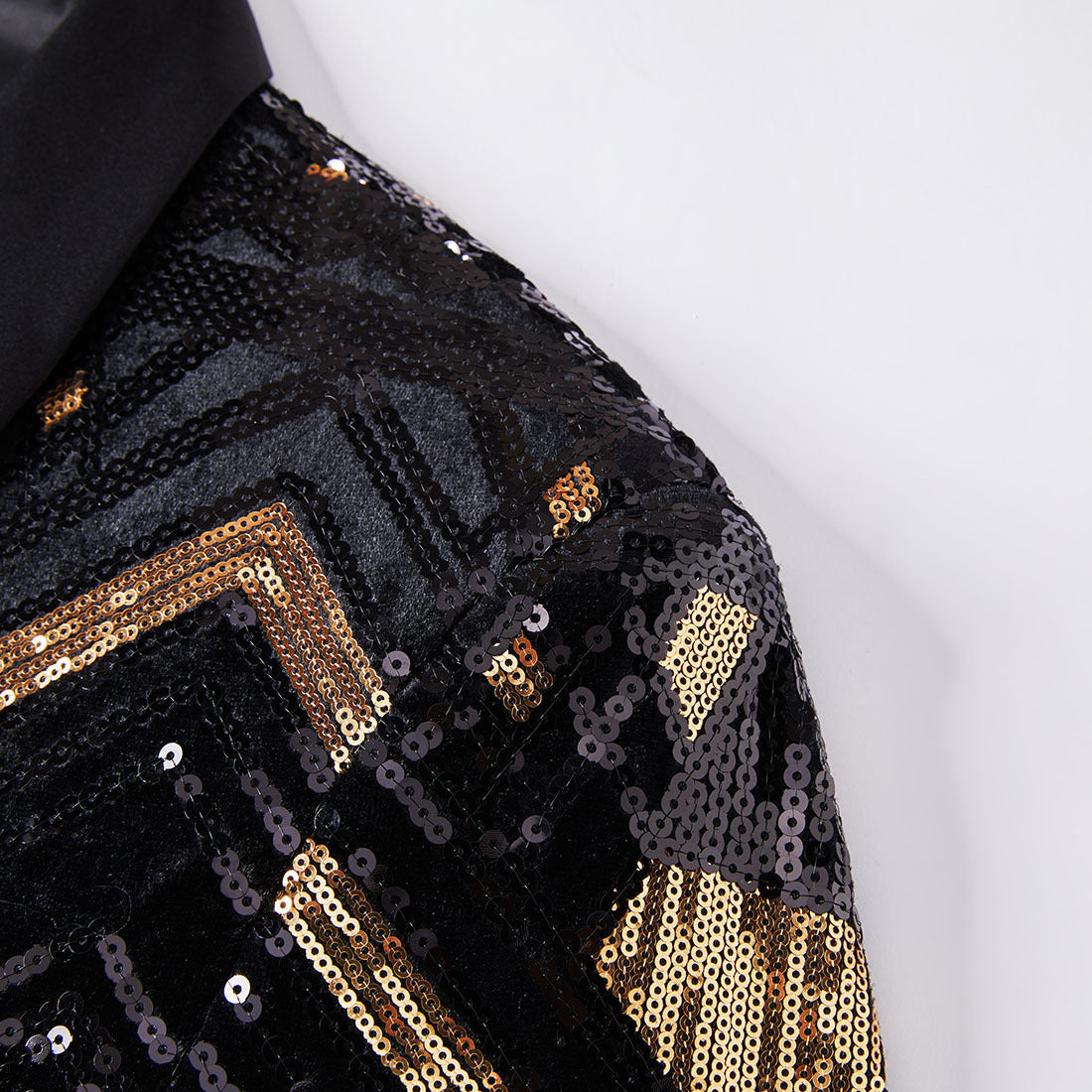 Black and Gold Sequin Men's Suit Jacket Pants | Luxury 2-Piece Party Set