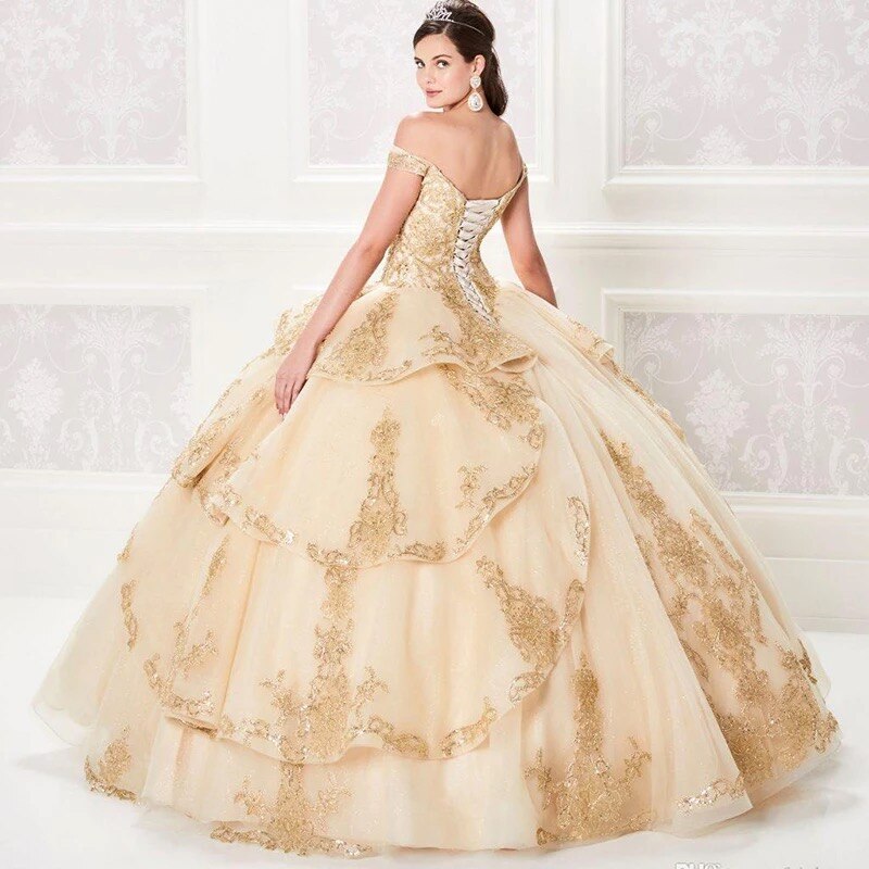 Champagne Princess Ball Gown Quinceanera Dress