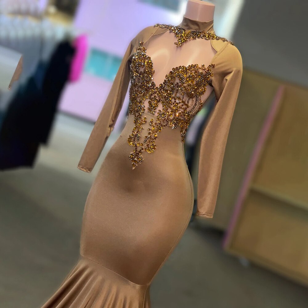 Glitter Beaded Diamond Mermaid Long Prom Dress