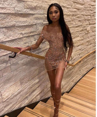 Gold Exquisite Handmade Beads Crystals Diamond Birthday Dress