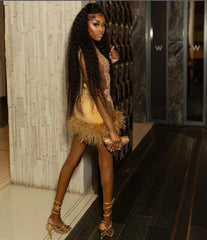Gold Mini Birthday Cocktail Dress
