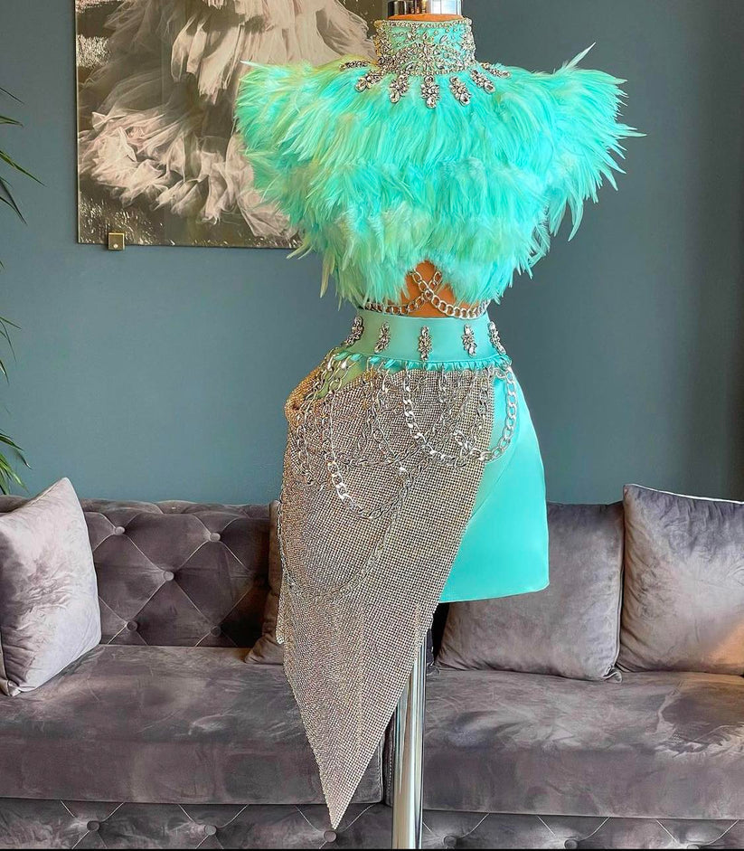 Elegant Feathered Cocktail Birthday Dress