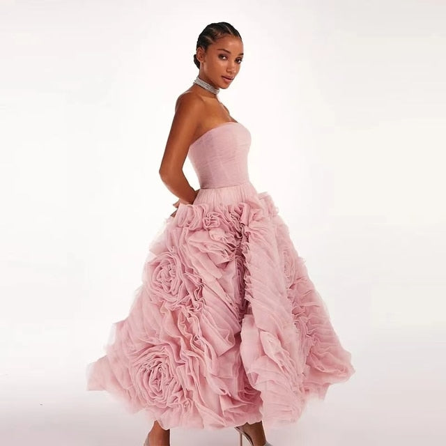 Colorful Summer Baby Pink Tulle Girls Birthday Party Wearing Formal Evening Prom Gowns For Homecoming Free Shipping