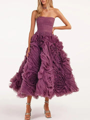 Colorful Summer Baby Pink Tulle Girls Birthday Party Wearing Formal Evening Prom Gowns For Homecoming Free Shipping