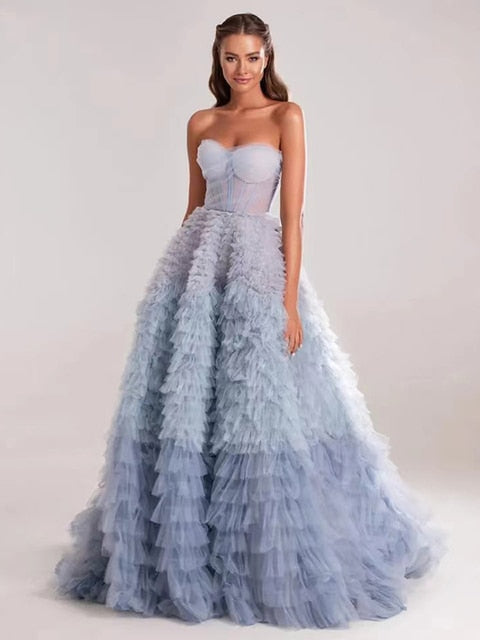 Elegant A-Line Tiered Tulle Floor-Length Women Wedding Dresses Bridal Engagement Party Prom Gowns Wear