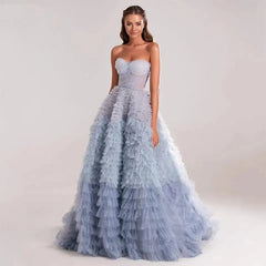 Elegant A-Line Tiered Tulle Floor-Length Women Wedding Dresses Bridal Engagement Party Prom Gowns Wear